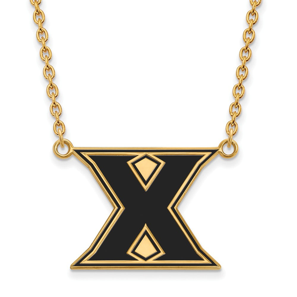 14k Gold Plated Silver Xavier U Large Enameled &#39;X&#39; Pendant Necklace, Item N11510 by The Black Bow Jewelry Co.