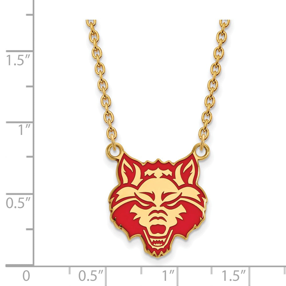 Alternate view of the 14k Gold Plated Silver Arkansas State Enamel Lg. Pendant Necklace by The Black Bow Jewelry Co.
