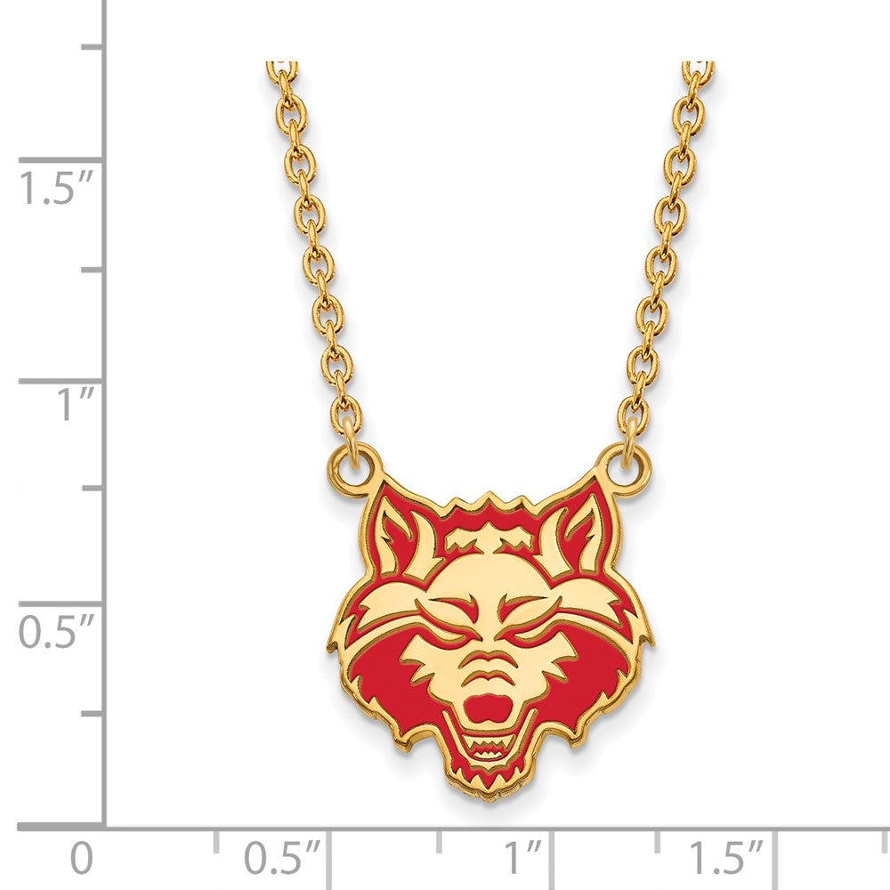 Alternate view of the 14k Gold Plated Silver Arkansas State Enamel Lg. Pendant Necklace by The Black Bow Jewelry Co.