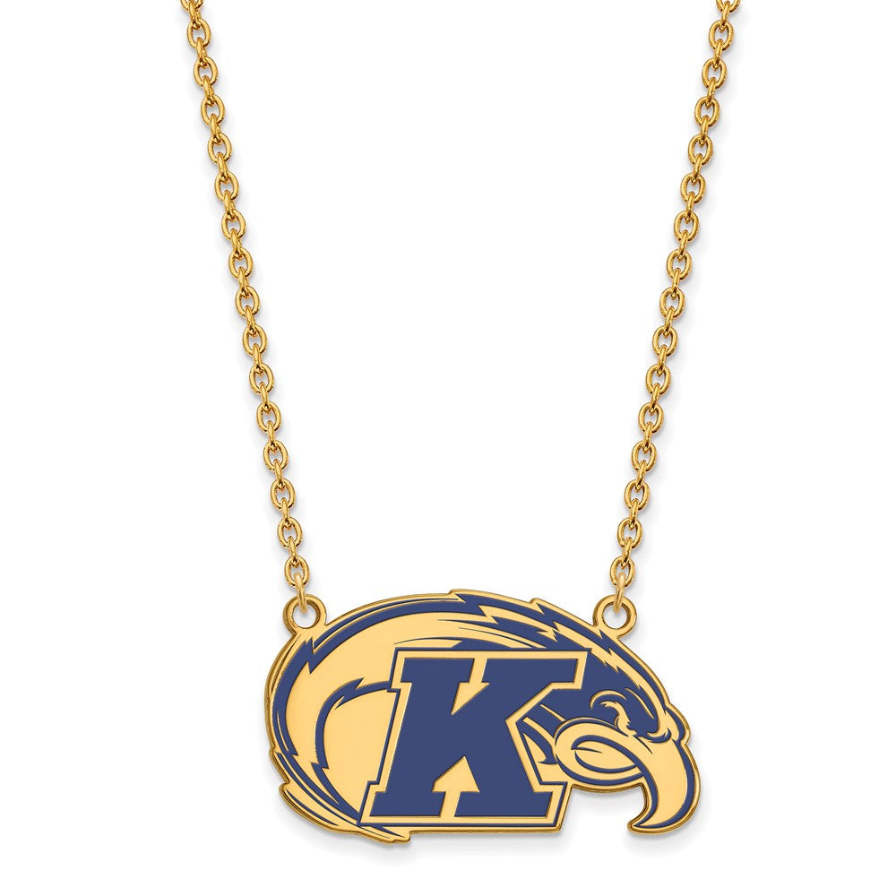 14k Gold Plated Silver Kent State Large Enamel Pendant Necklace, Item N11517 by The Black Bow Jewelry Co.