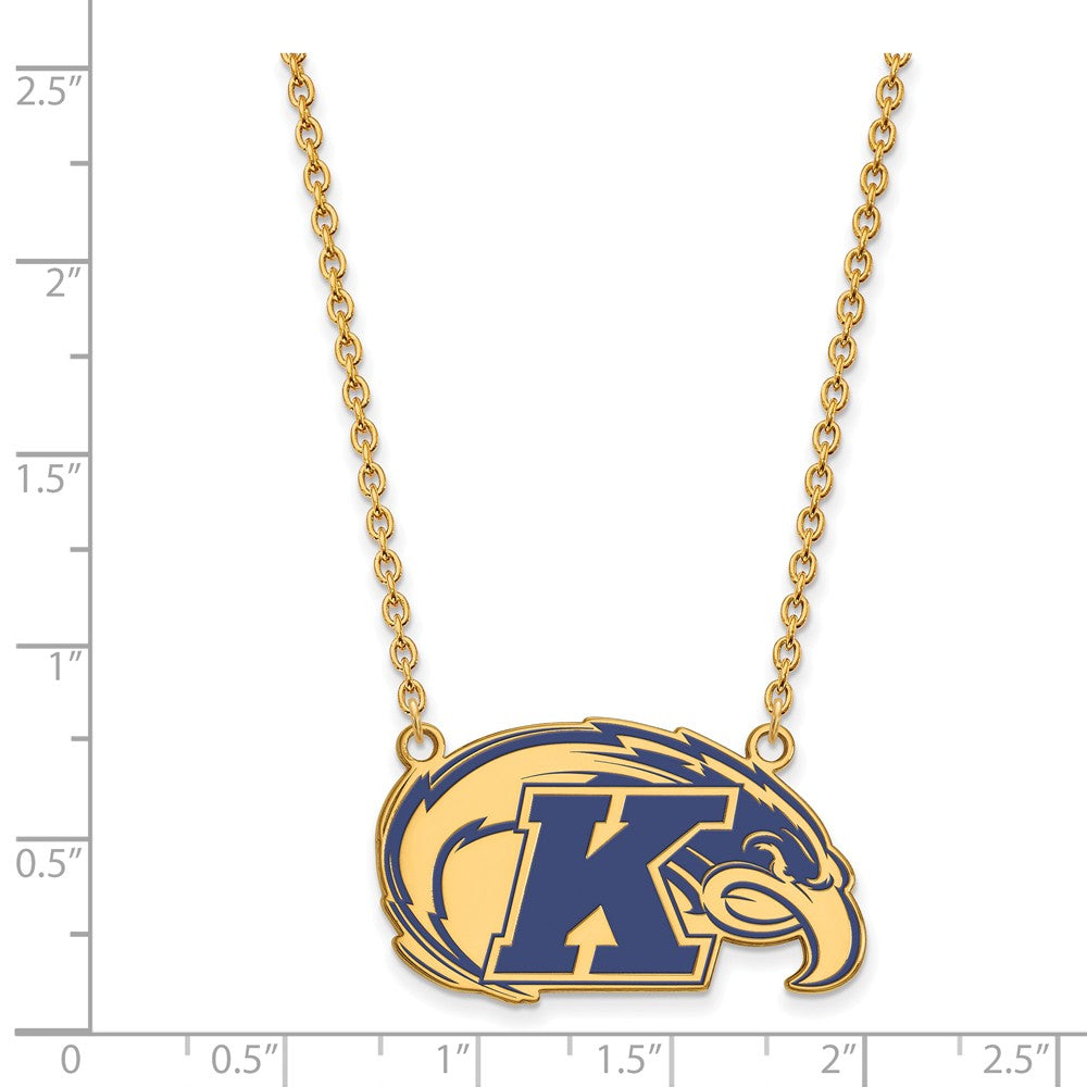 Alternate view of the 14k Gold Plated Silver Kent State Large Enamel Pendant Necklace by The Black Bow Jewelry Co.