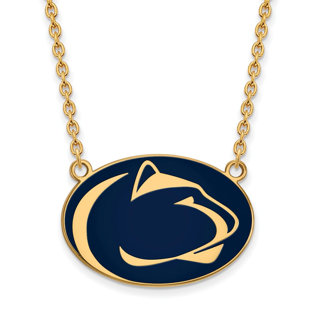 14k Gold Plated Silver Penn State Large Enamel Pendant Necklace, Item N11526 by The Black Bow Jewelry Co.