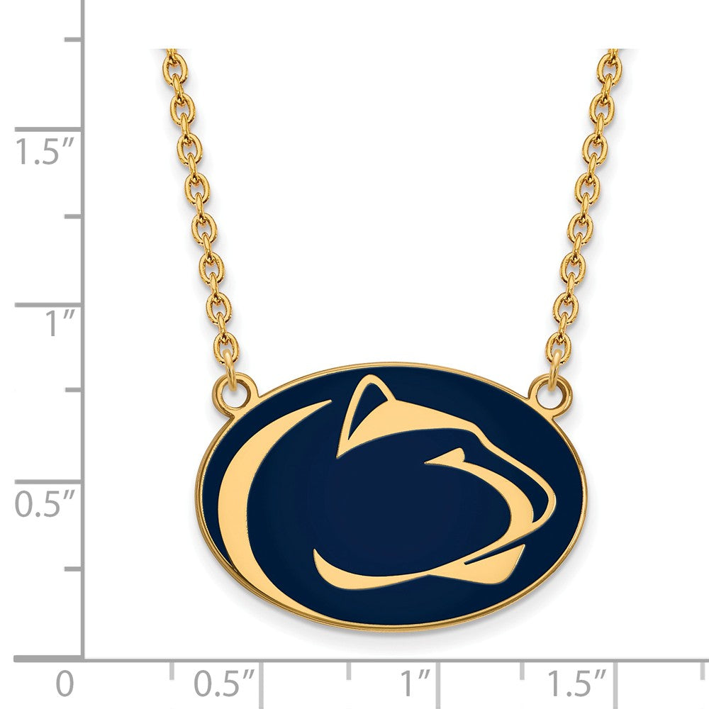 Alternate view of the 14k Gold Plated Silver Penn State Large Enamel Pendant Necklace by The Black Bow Jewelry Co.