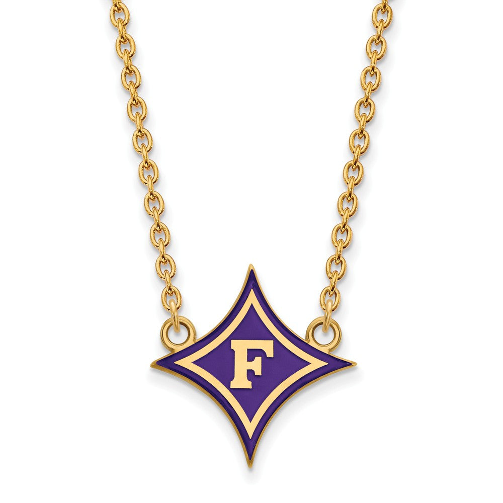 14k Gold Plated Silver Furman U Large Enamel Pendant Necklace, Item N11530 by The Black Bow Jewelry Co.