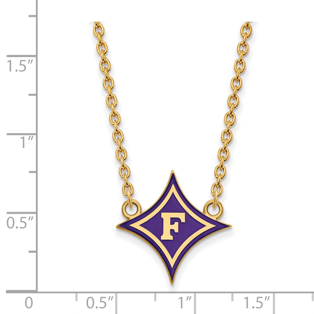 Alternate view of the 14k Gold Plated Silver Furman U Large Enamel Pendant Necklace by The Black Bow Jewelry Co.
