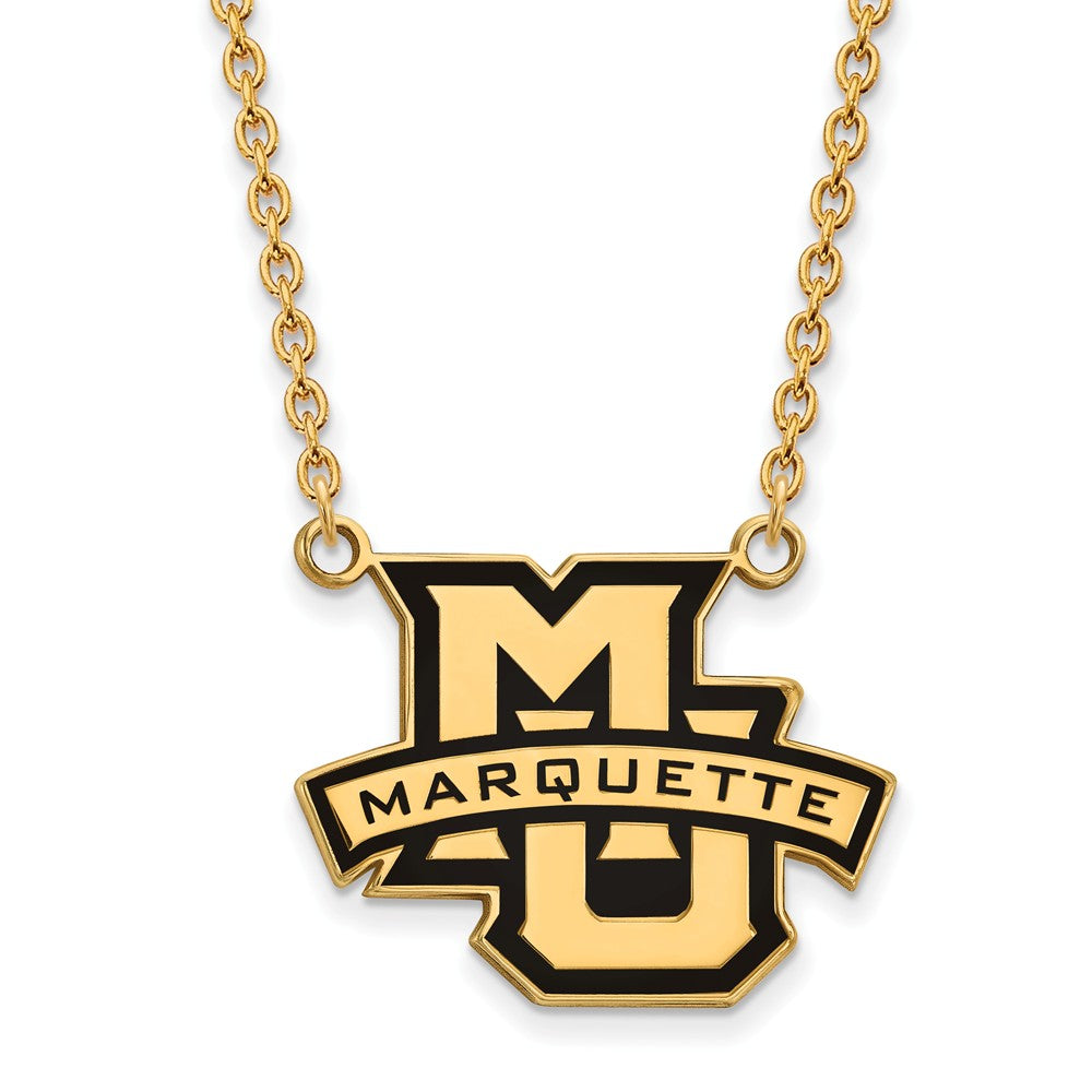 14k Gold Plated Silver Marquette U Large Enamel Pendant Necklace, Item N11538 by The Black Bow Jewelry Co.