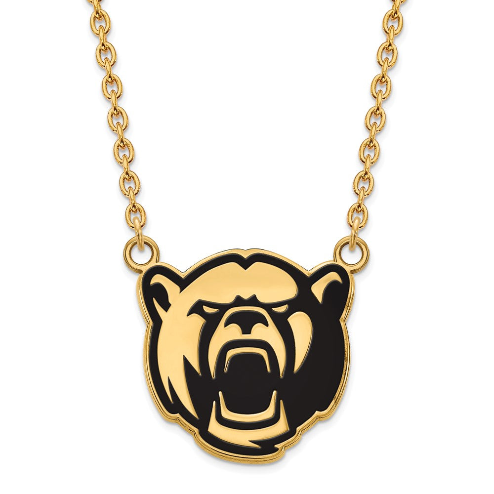 14k Gold Plated Silver Baylor U Large Enamel Bear Necklace, Item N11544 by The Black Bow Jewelry Co.