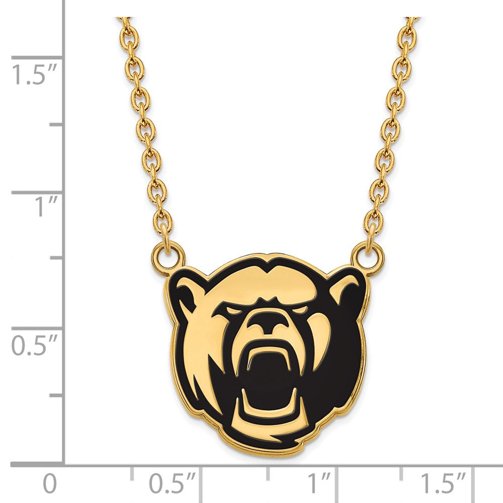 Alternate view of the 14k Gold Plated Silver Baylor U Large Enamel Bear Necklace by The Black Bow Jewelry Co.