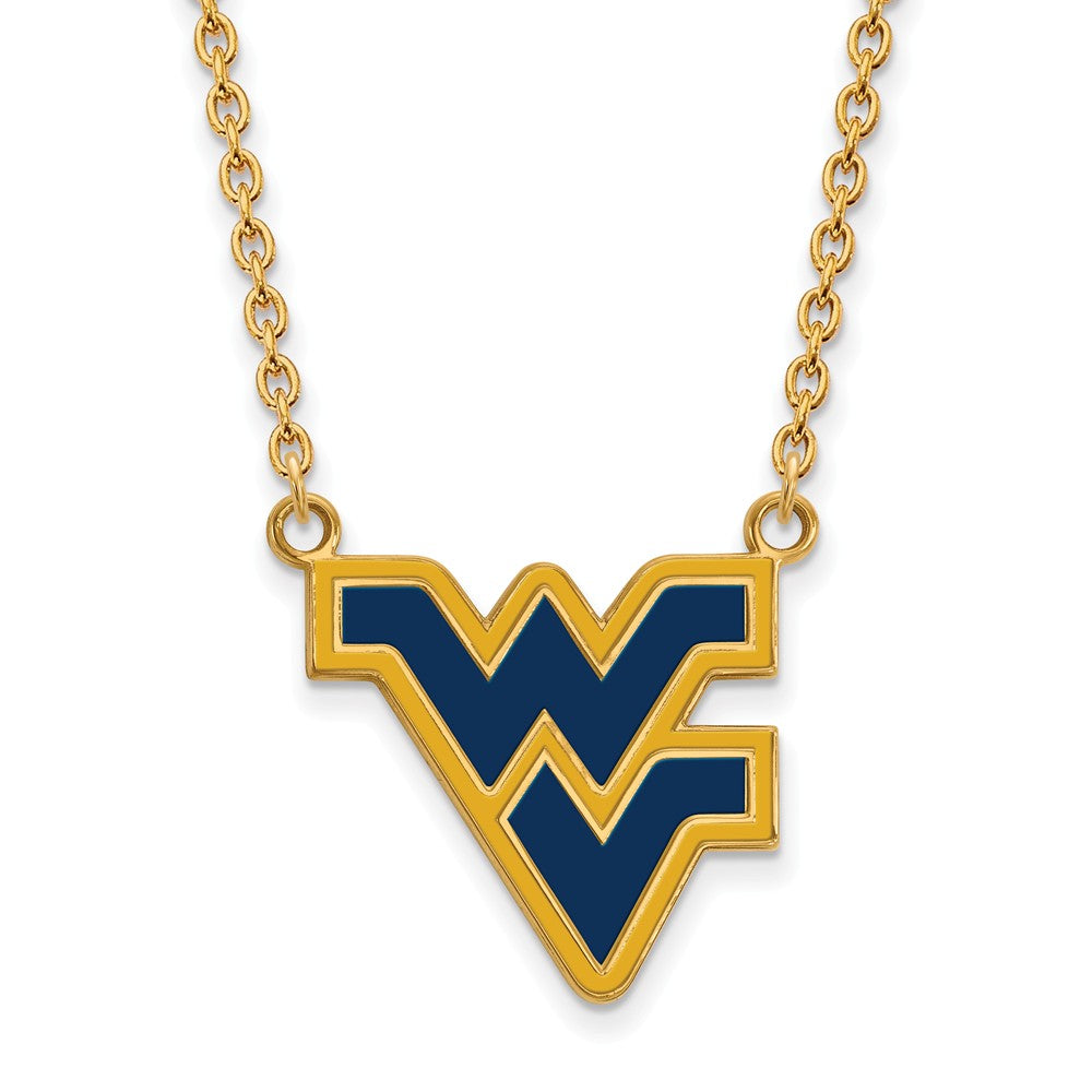 14k Gold Plated Silver West Virginia U Lg Enamel Pendant Necklace, Item N11552 by The Black Bow Jewelry Co.