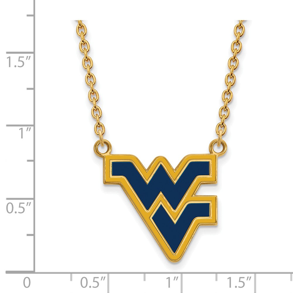 Alternate view of the 14k Gold Plated Silver West Virginia U Lg Enamel Pendant Necklace by The Black Bow Jewelry Co.