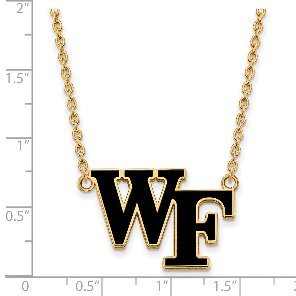 Alternate view of the 14k Gold Plated Silver Wake Forest U Lg. Enamel Pendant Necklace by The Black Bow Jewelry Co.