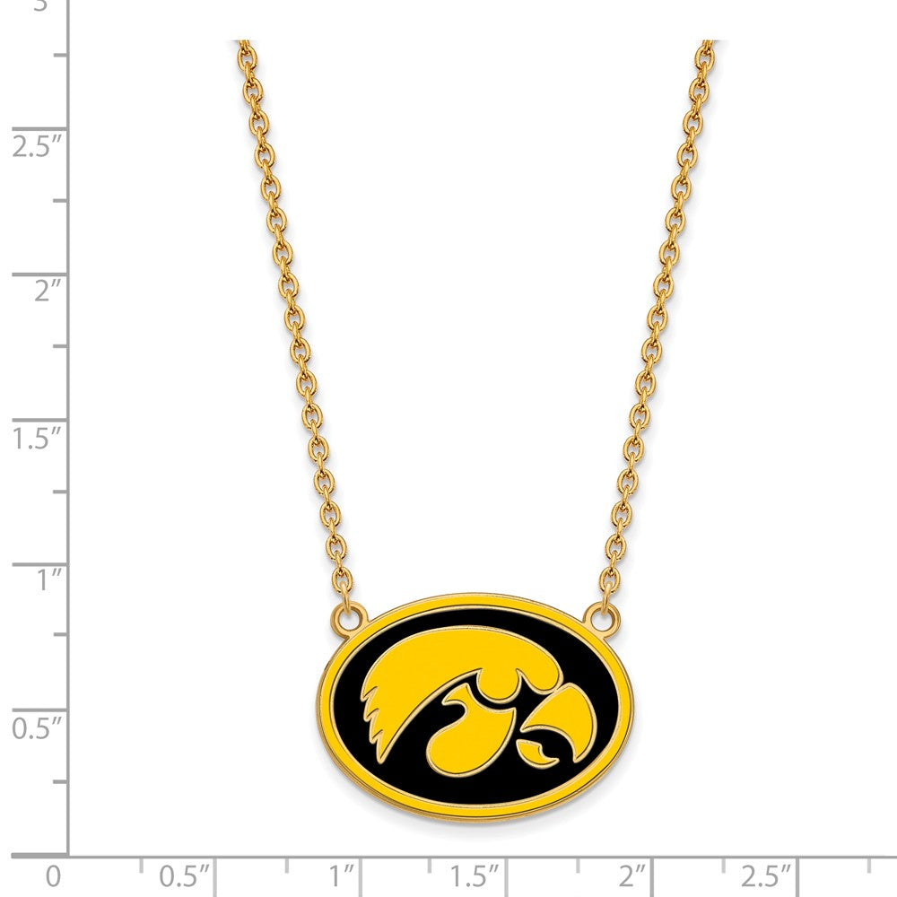 Alternate view of the 14k Gold Plated Silver U of Iowa Enamel Pendant Necklace by The Black Bow Jewelry Co.