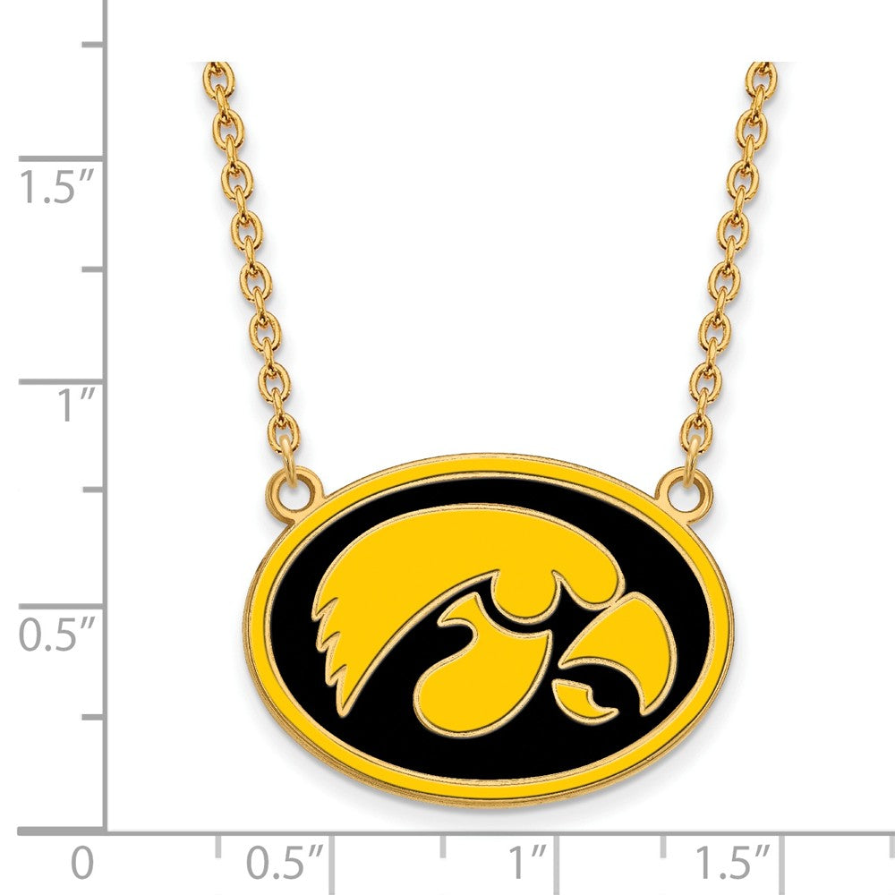 Alternate view of the 14k Gold Plated Silver U of Iowa Enamel Pendant Necklace by The Black Bow Jewelry Co.