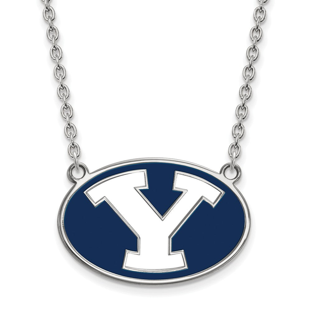 Sterling Silver Brigham Young U Large Enamel &#39;Y&#39; Pendant Necklace, Item N11576 by The Black Bow Jewelry Co.