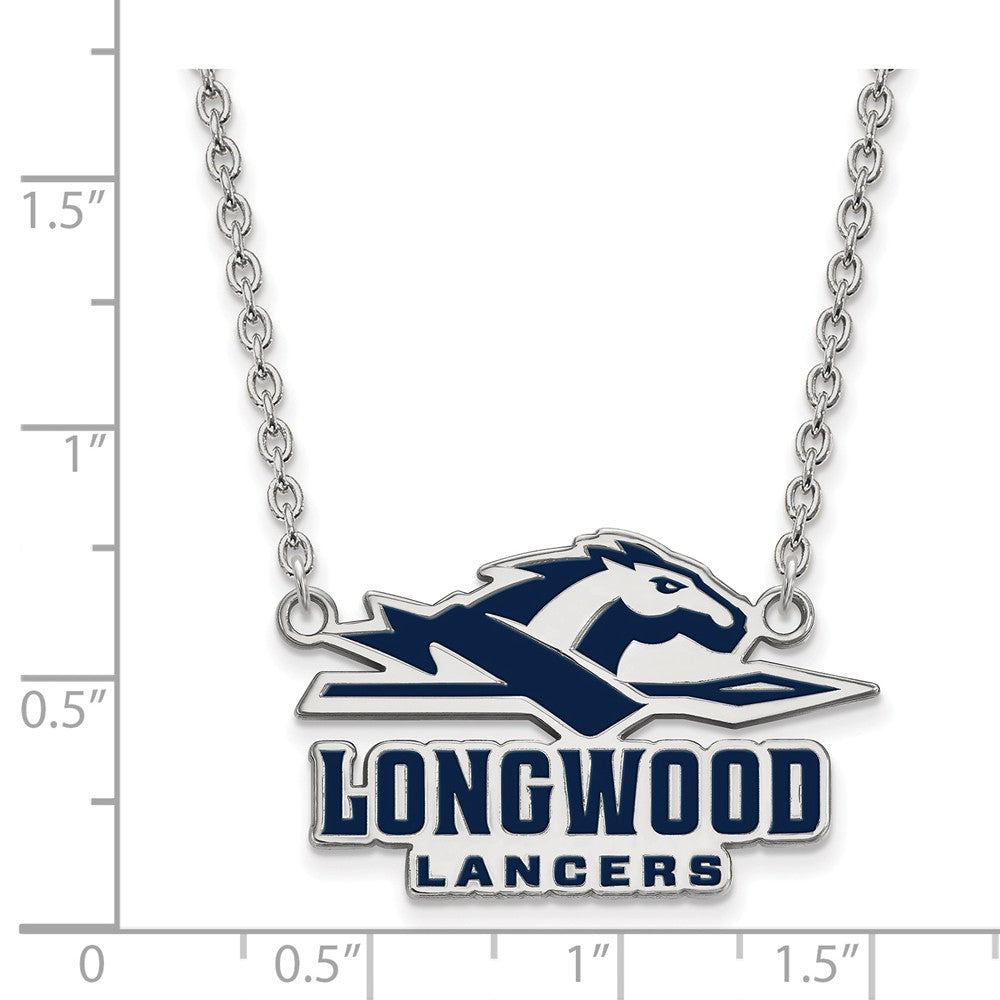 Alternate view of the Sterling Silver Longwood U Large Enamel Pendant Necklace by The Black Bow Jewelry Co.