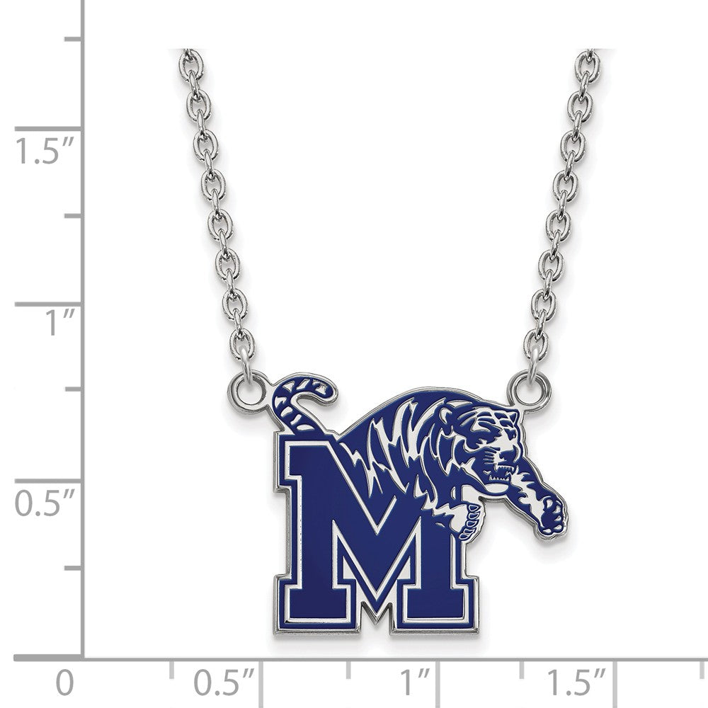 Alternate view of the Sterling Silver U of Memphis Large Enamel Pendant Necklace by The Black Bow Jewelry Co.