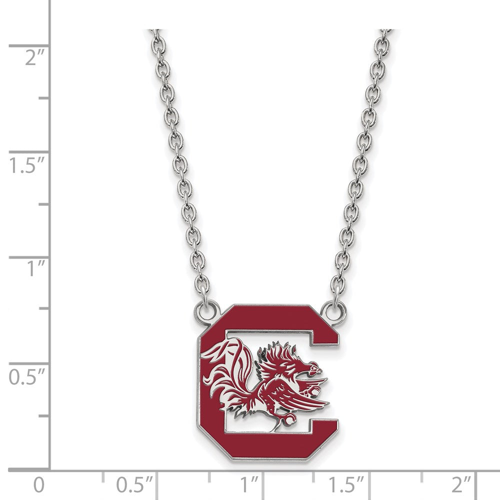 Alternate view of the Sterling Silver South Carolina Large Enamel Pendant Necklace by The Black Bow Jewelry Co.
