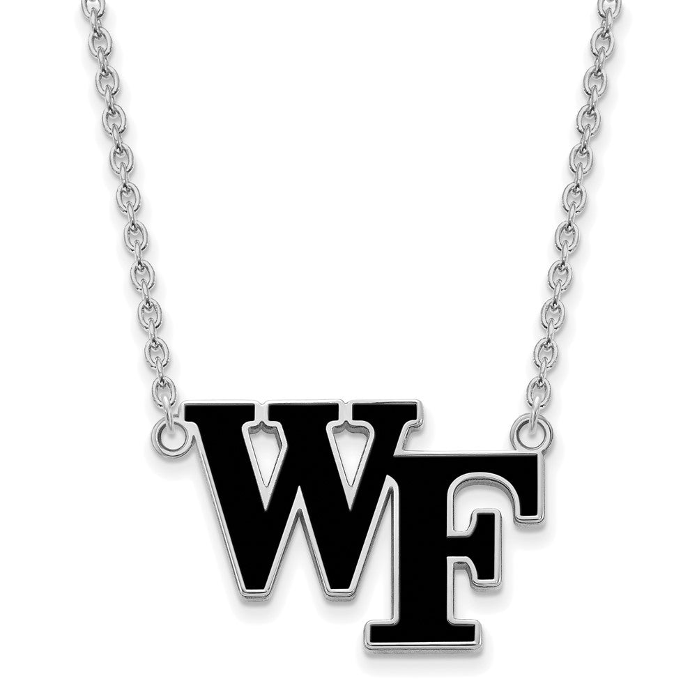 Sterling Silver Wake Forest U Large Enamel Pendant Necklace, Item N11622 by The Black Bow Jewelry Co.