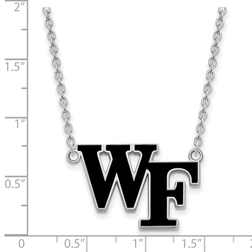 Alternate view of the Sterling Silver Wake Forest U Large Enamel Pendant Necklace by The Black Bow Jewelry Co.