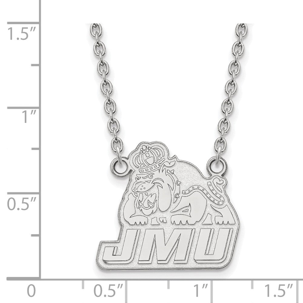 Alternate view of the 10k White Gold James Madison U Large Pendant Necklace by The Black Bow Jewelry Co.
