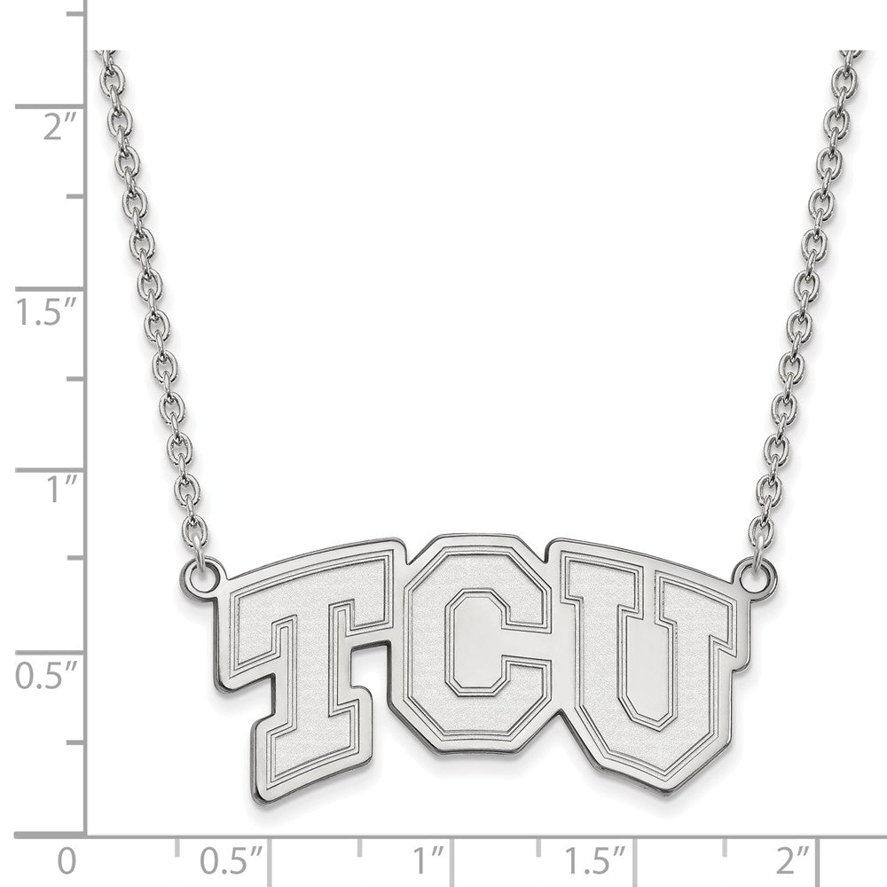 Alternate view of the 10k White Gold Texas Christian U &#39;TCU&#39; Pendant Necklace by The Black Bow Jewelry Co.