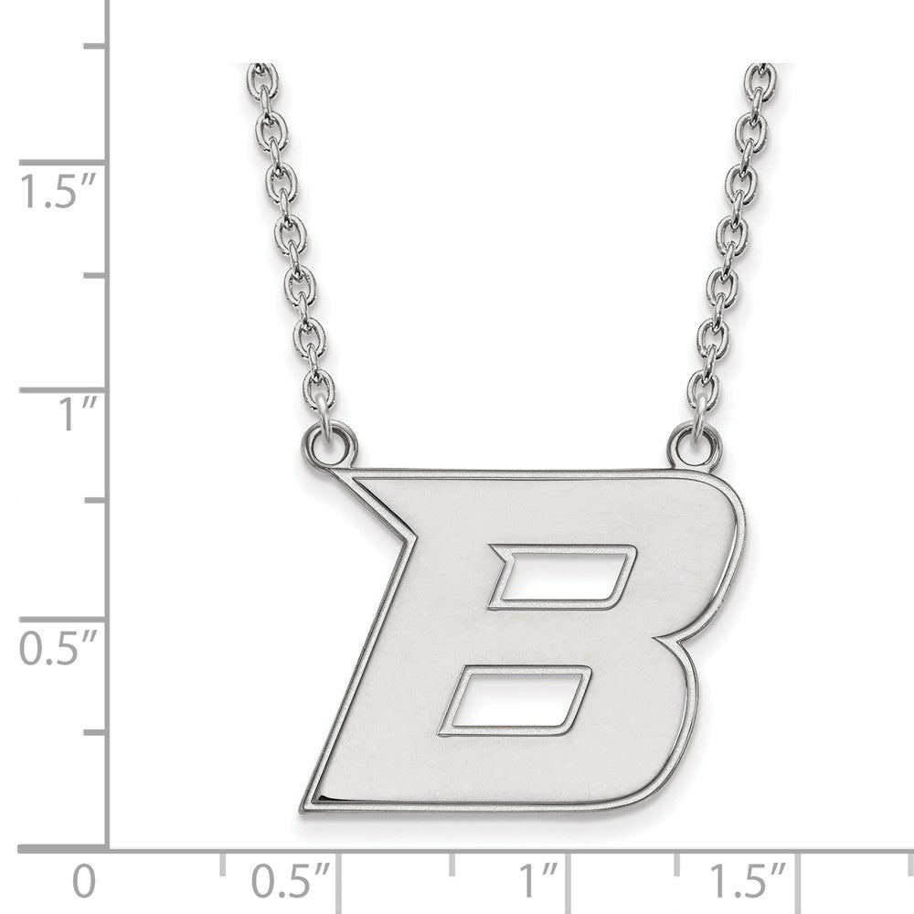 Alternate view of the 10k White Gold Boise State Large Initial B Pendant Necklace, 18 Inch by The Black Bow Jewelry Co.