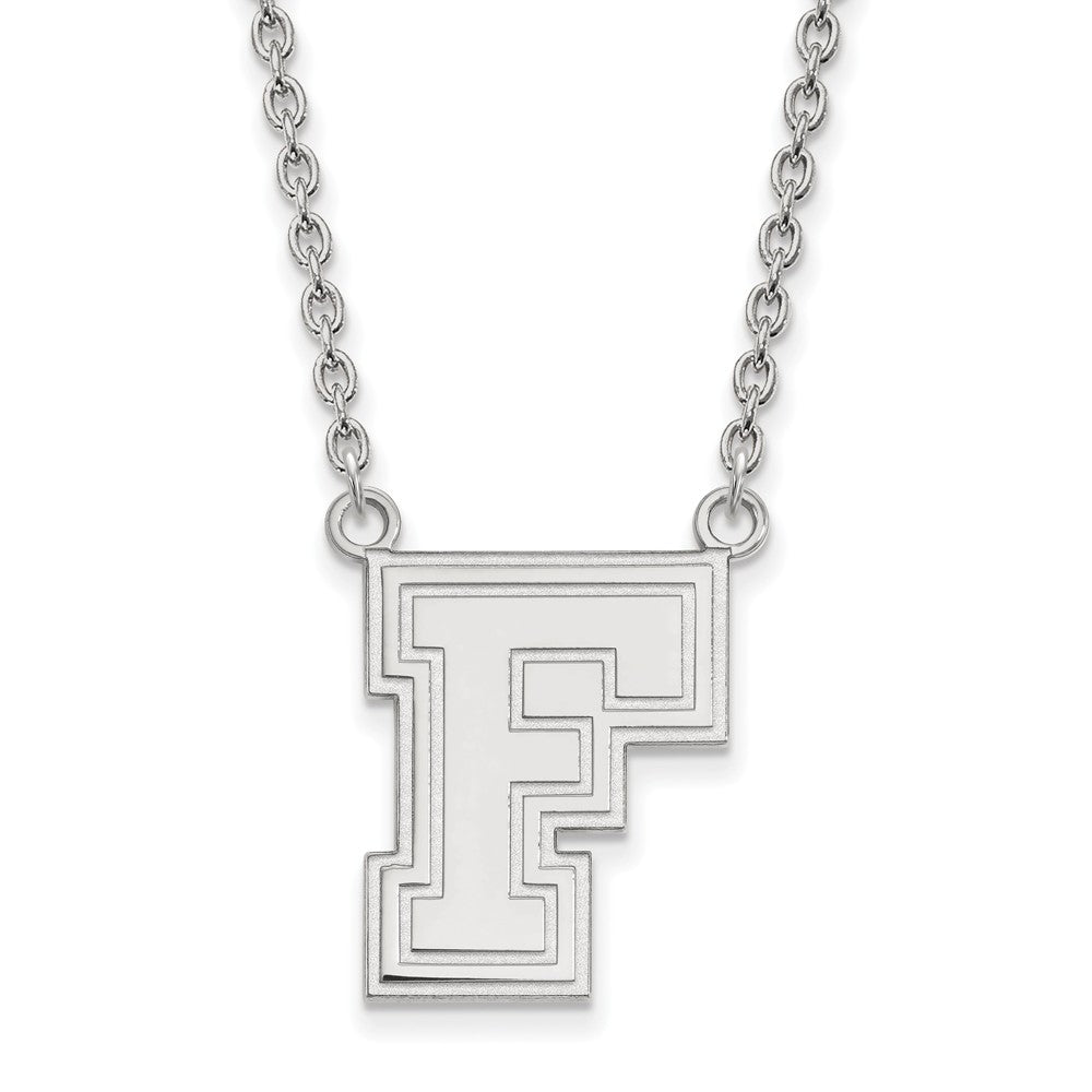 10k White Gold Fordham U Large Pendant Necklace, Item N11651 by The Black Bow Jewelry Co.
