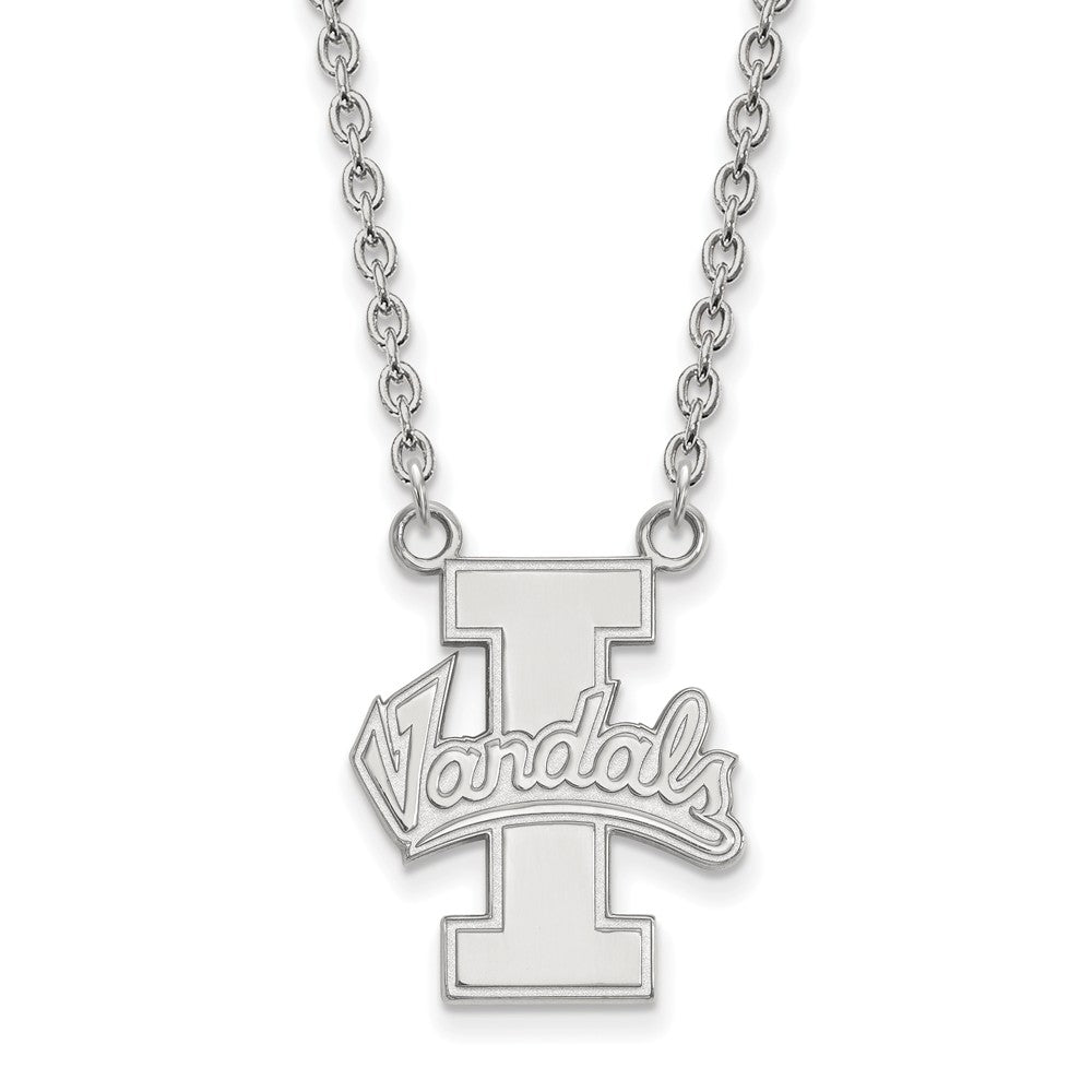 10k White Gold U of Idaho Large Pendant Necklace, Item N11657 by The Black Bow Jewelry Co.