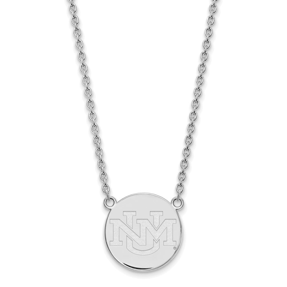 10k White Gold U of New Mexico Lg Logo Pendant Necklace, Item N11671 by The Black Bow Jewelry Co.