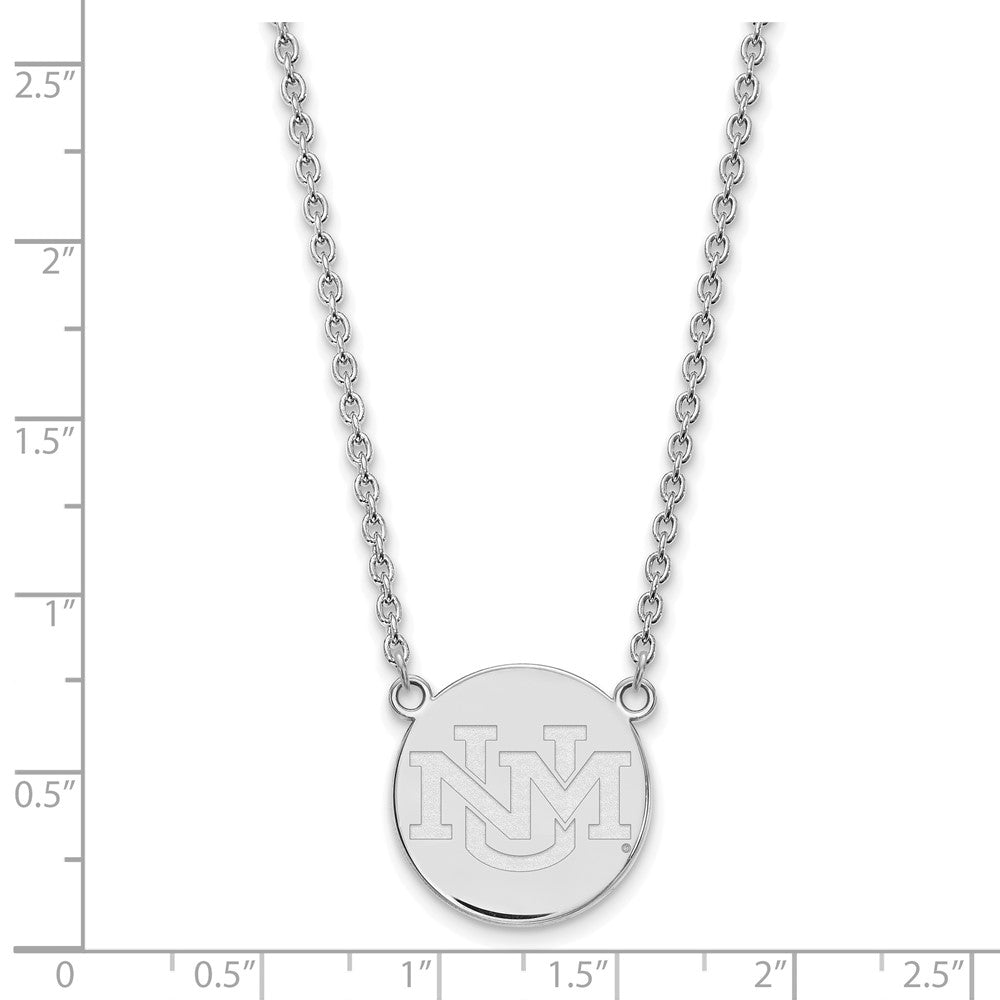 Alternate view of the 10k White Gold U of New Mexico Lg Logo Pendant Necklace by The Black Bow Jewelry Co.