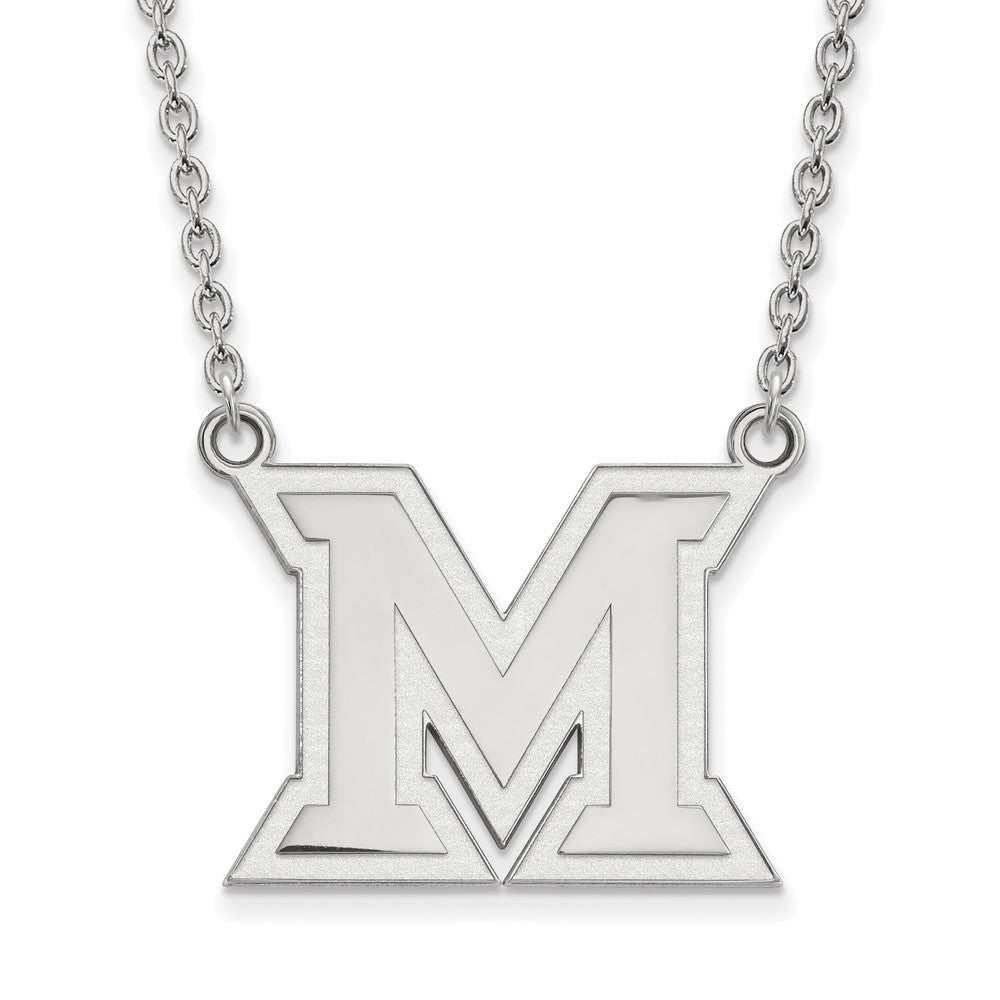 10k White Gold Miami U Large Initial M Pendant Necklace, Item N11708 by The Black Bow Jewelry Co.