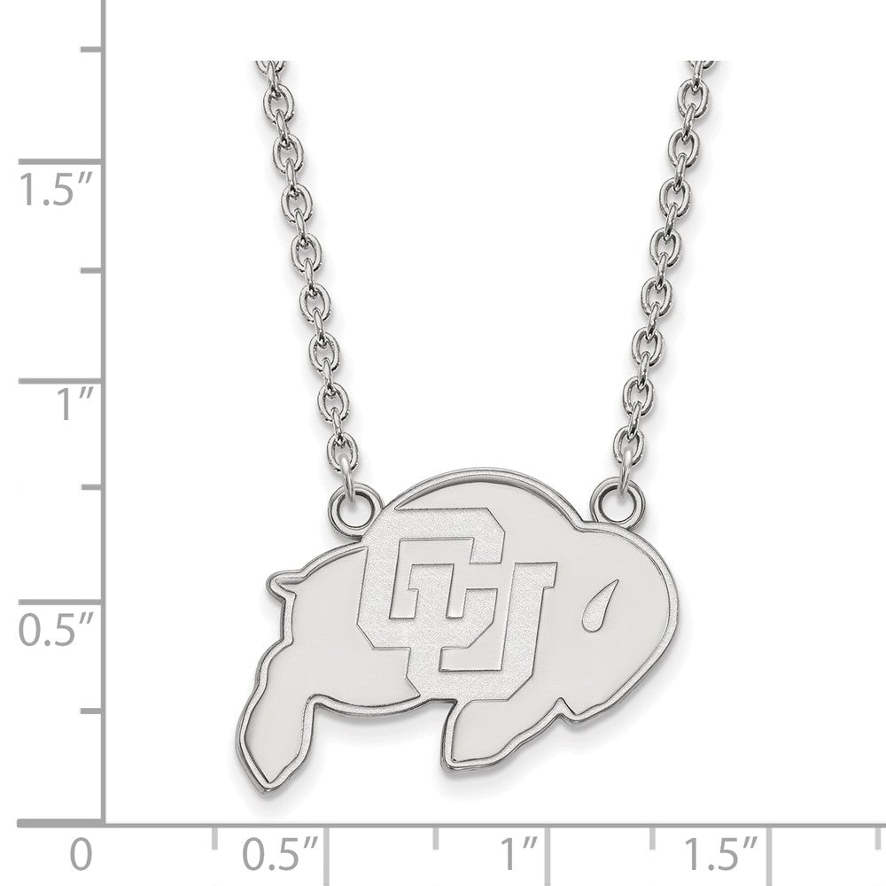 Alternate view of the 10k White Gold U of Colorado Large Buffalo Pendant Necklace by The Black Bow Jewelry Co.