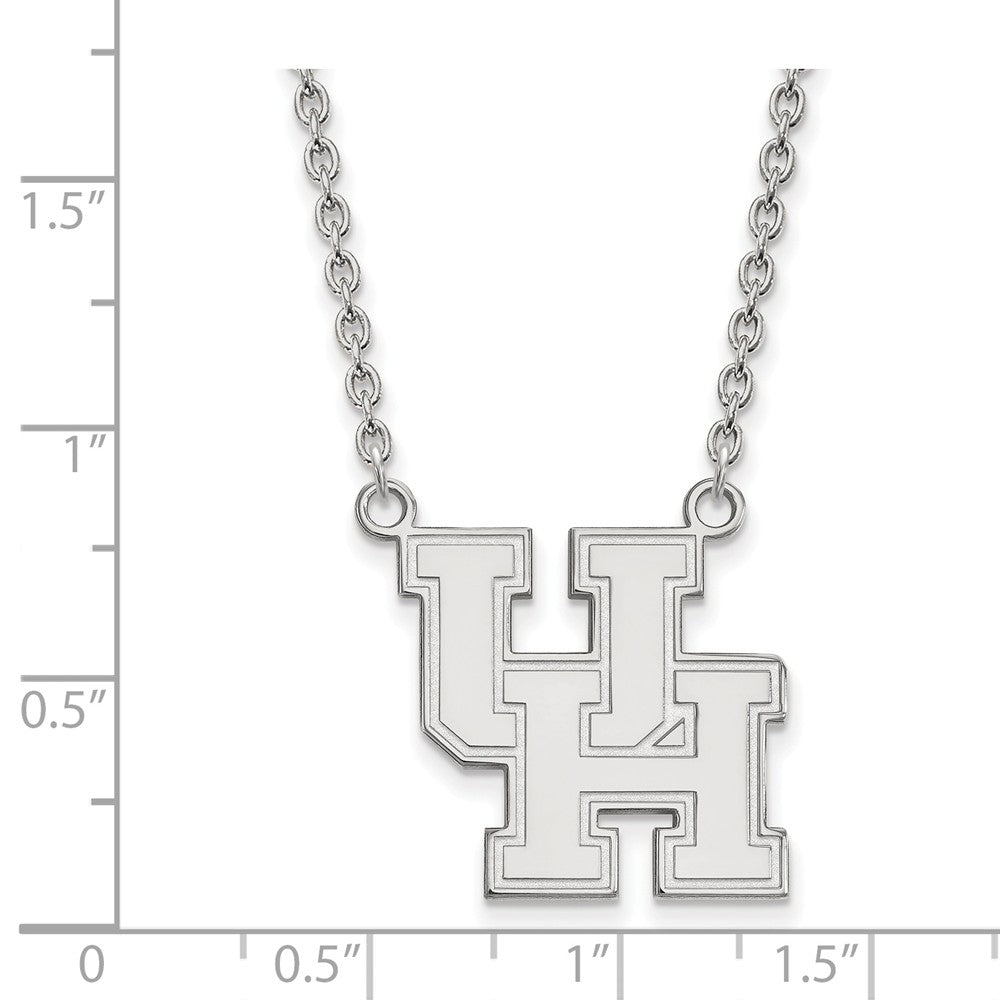 Alternate view of the 10k White Gold U of Houston Large Pendant Necklace by The Black Bow Jewelry Co.