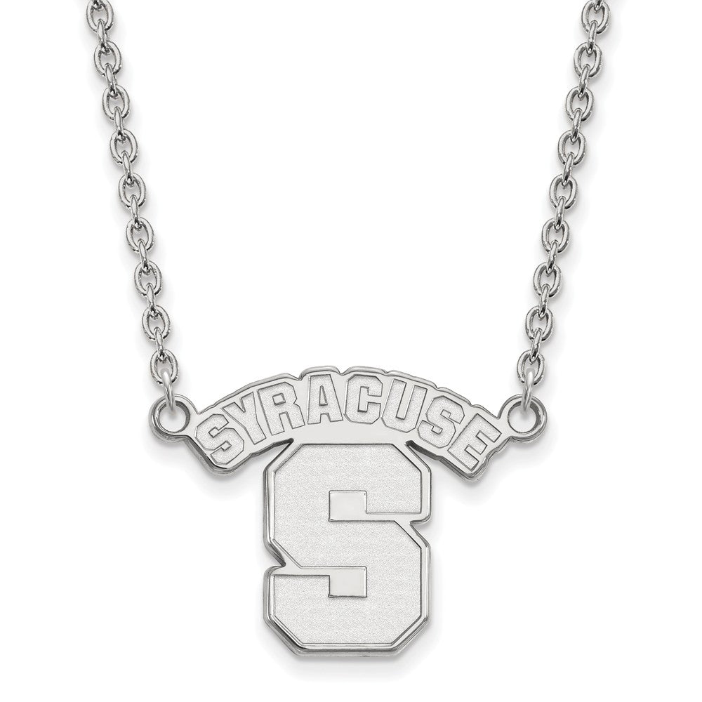 10k White Gold Syracuse U Large &#39;S&#39; Pendant Necklace, Item N11735 by The Black Bow Jewelry Co.