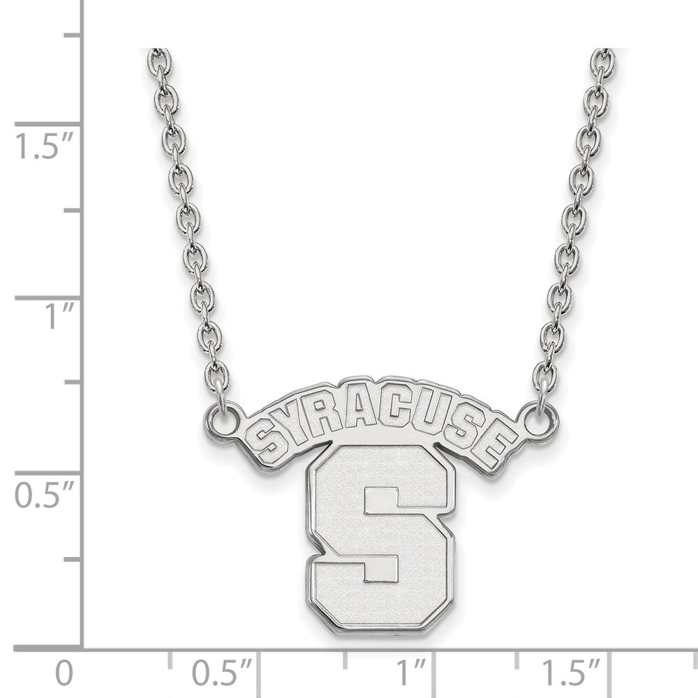 Alternate view of the 10k White Gold Syracuse U Large &#39;S&#39; Pendant Necklace by The Black Bow Jewelry Co.
