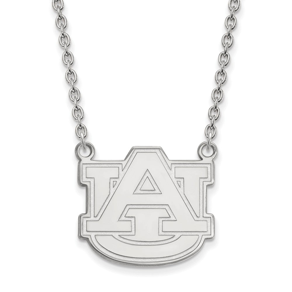 10k White Gold Auburn U Large &#39;AU&#39; Pendant Necklace, Item N11738 by The Black Bow Jewelry Co.
