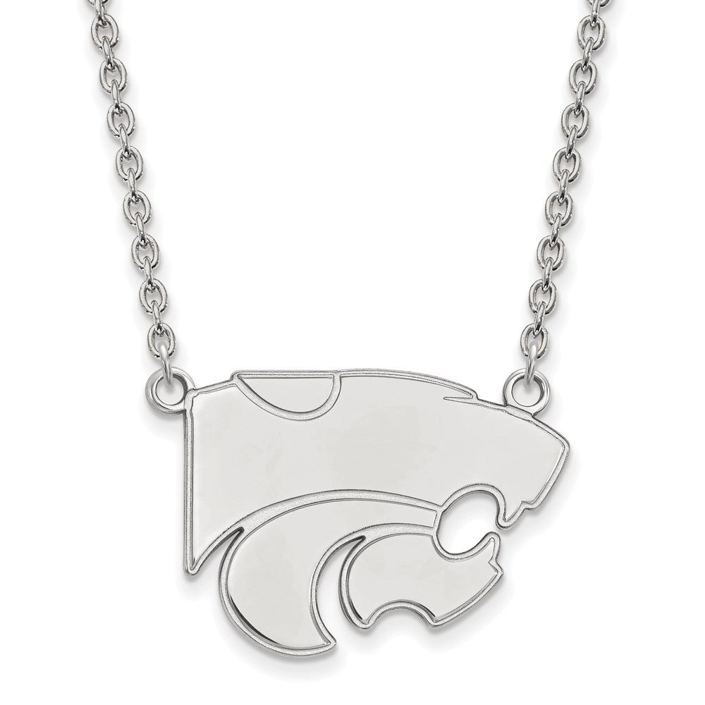10k White Gold Kansas State Large Wildcat Pendant Necklace, Item N11742 by The Black Bow Jewelry Co.