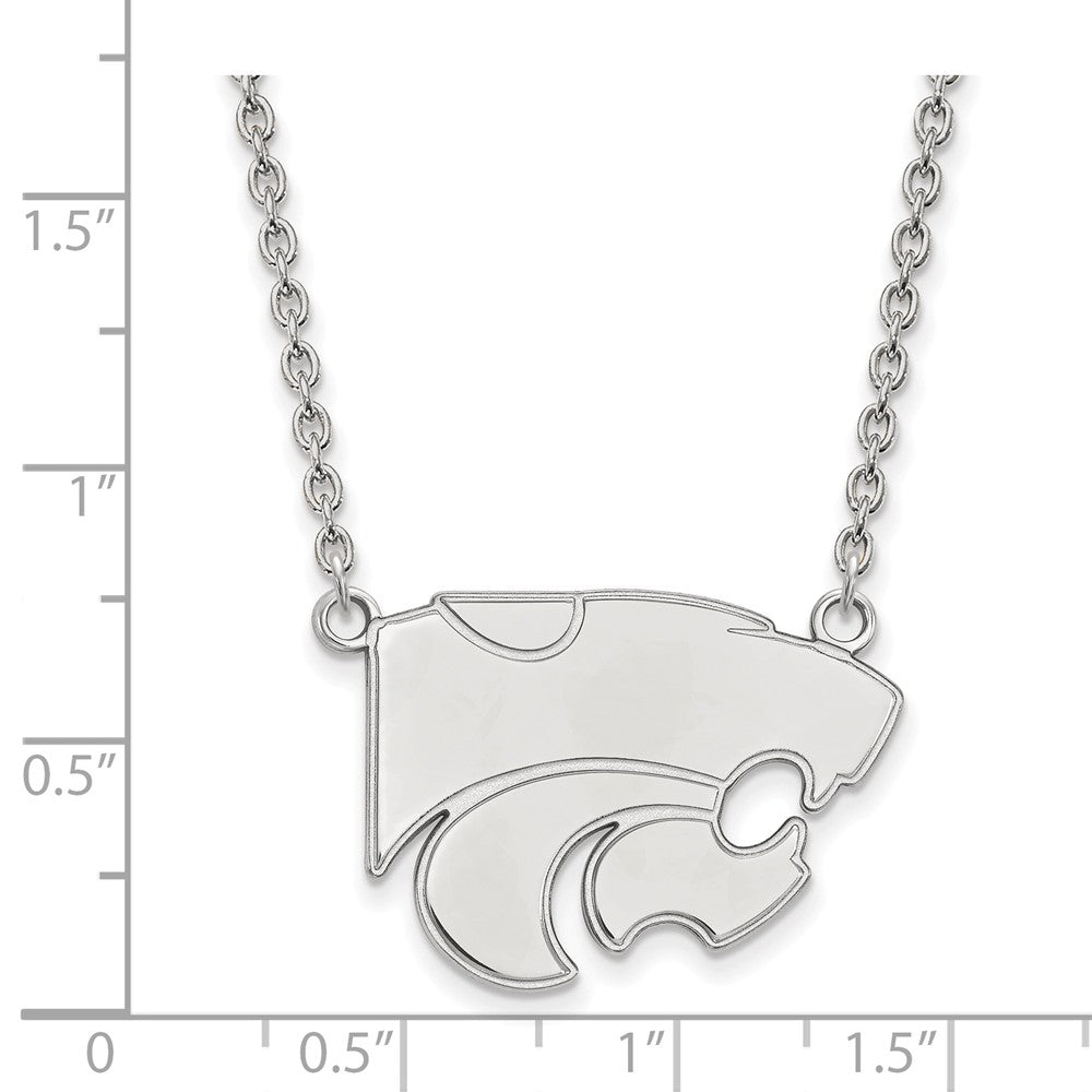 Alternate view of the 10k White Gold Kansas State Large Wildcat Pendant Necklace by The Black Bow Jewelry Co.