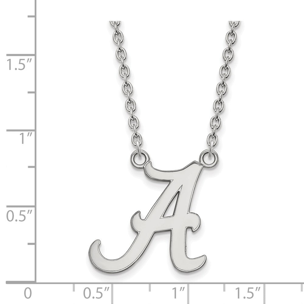 Alternate view of the 10k White Gold U of Alabama Large Initial A Pendant Necklace by The Black Bow Jewelry Co.