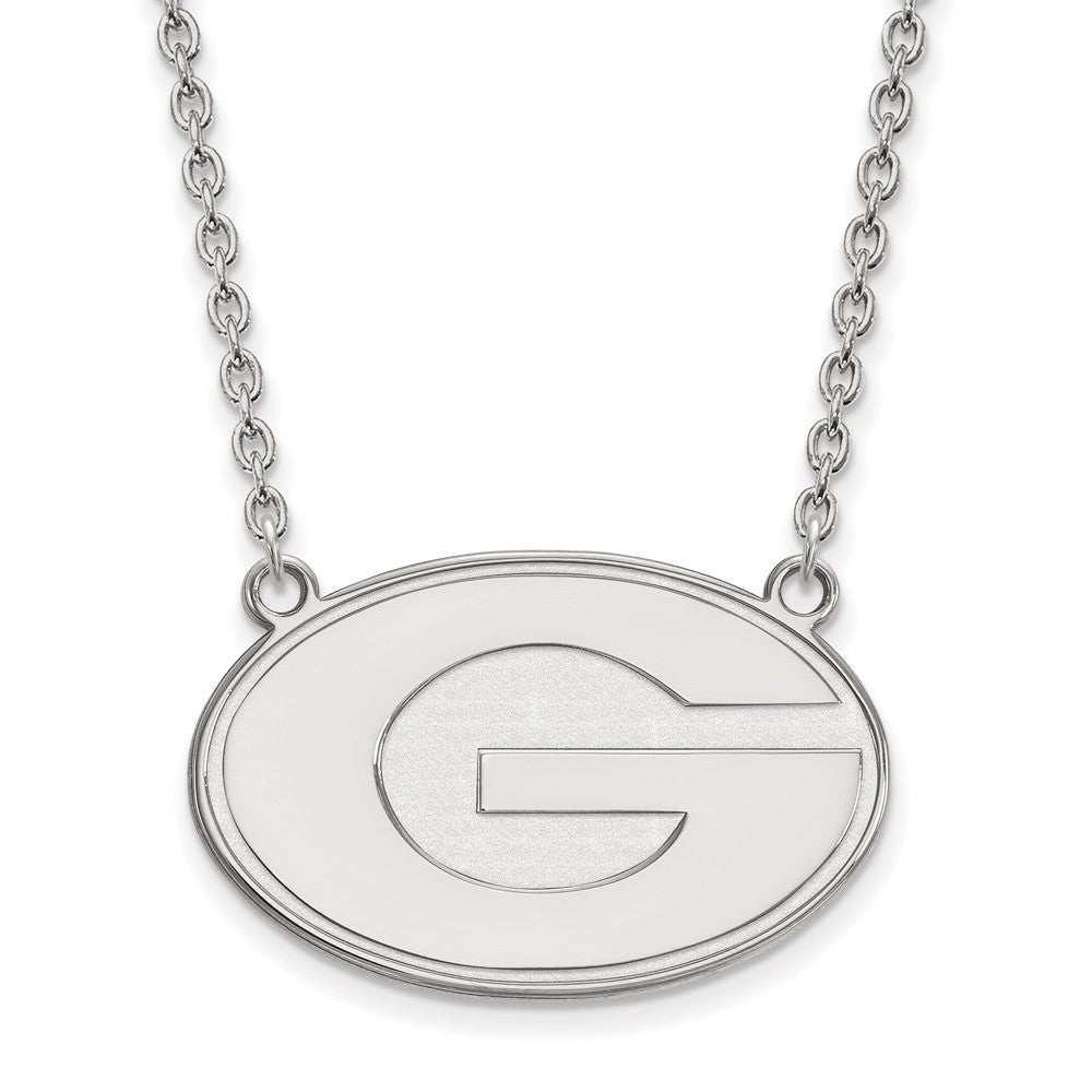 10k White Gold U of Georgia Large 'G' Pendant Necklace, Item N11750 by The Black Bow Jewelry Co.