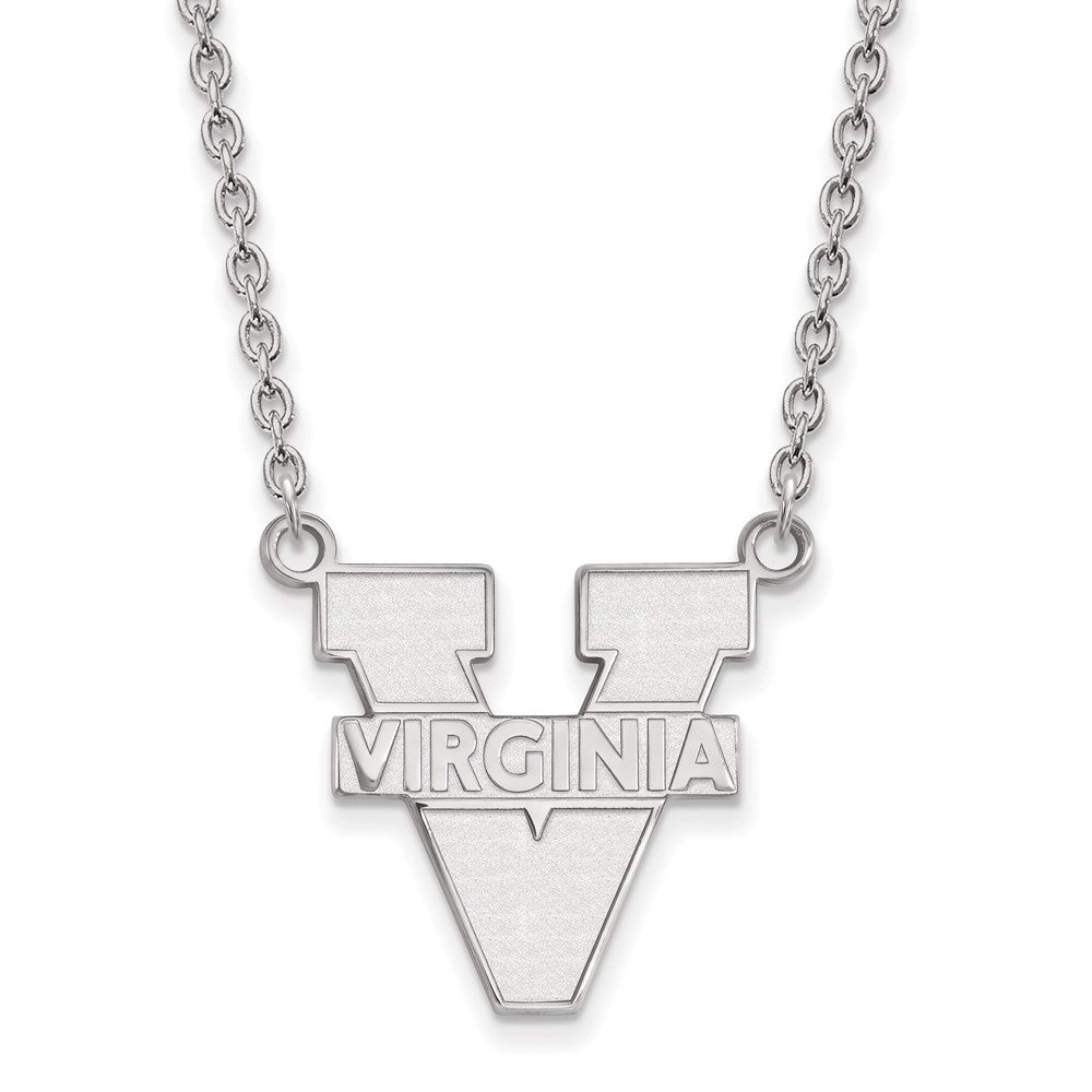 10k White Gold U of Virginia Large &#39;V&#39; Logo Pendant Necklace, Item N11758 by The Black Bow Jewelry Co.