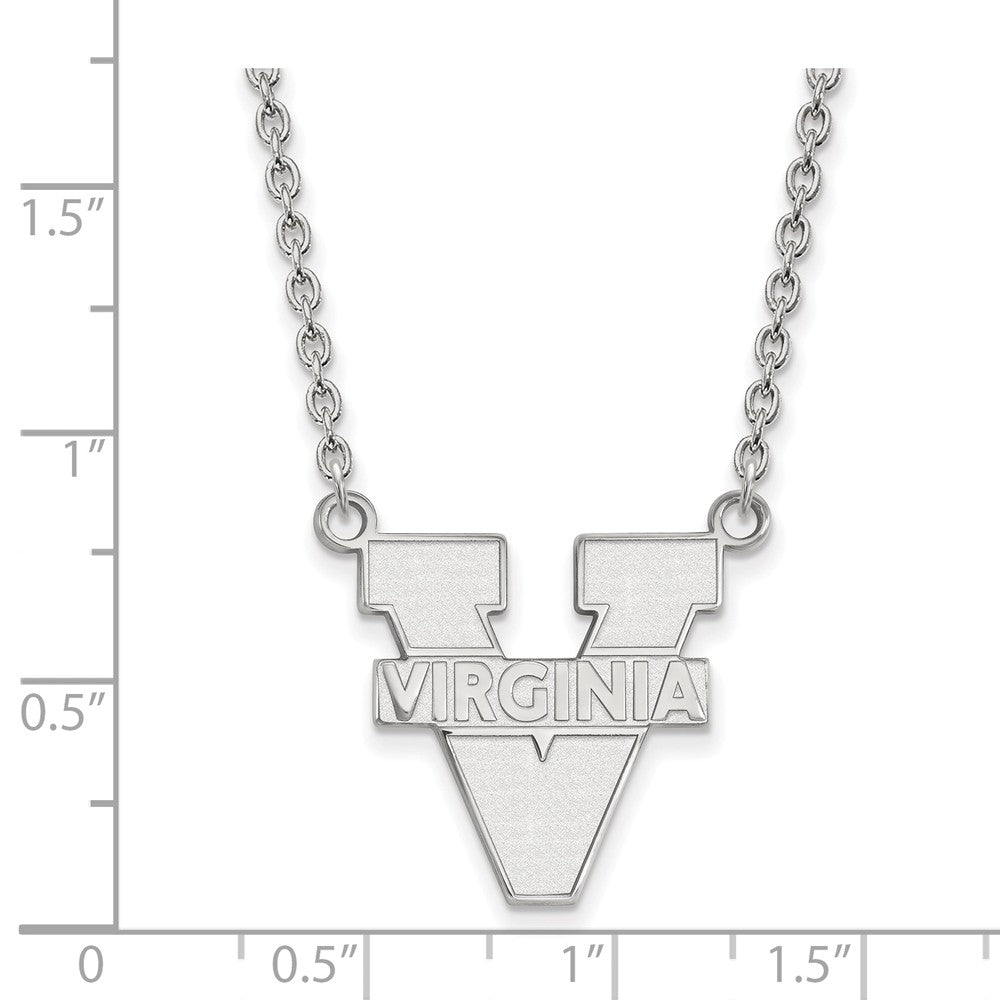 Alternate view of the 10k White Gold U of Virginia Large &#39;V&#39; Logo Pendant Necklace by The Black Bow Jewelry Co.