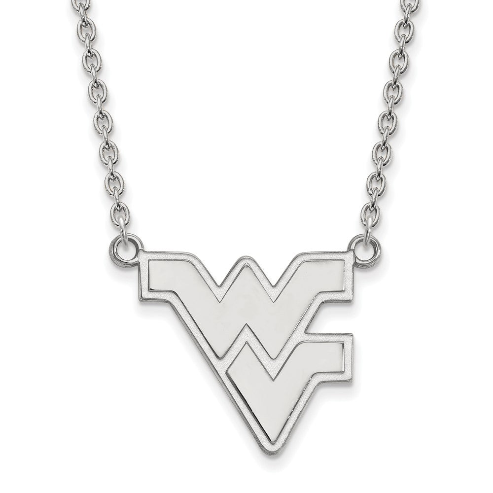 10k White Gold West Virginia U Large 'WV' Pendant Necklace, Item N11760 by The Black Bow Jewelry Co.