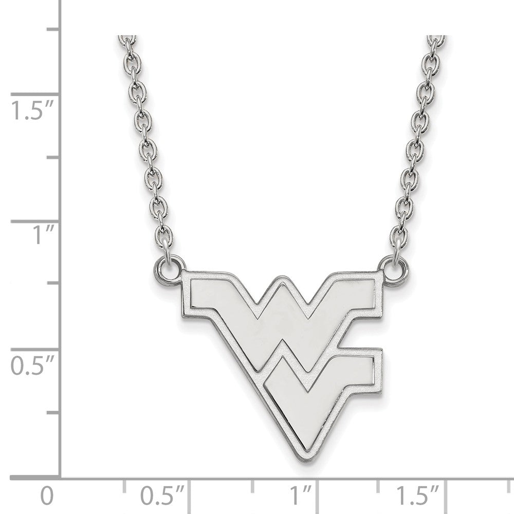 Alternate view of the 10k White Gold West Virginia U Large &#39;WV&#39; Pendant Necklace by The Black Bow Jewelry Co.