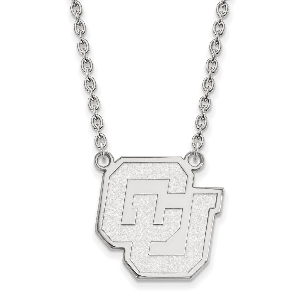 10k White Gold U of Colorado Large Pendant Necklace, Item N11771 by The Black Bow Jewelry Co.