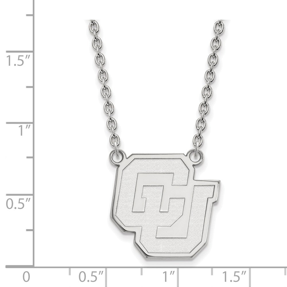 Alternate view of the 10k White Gold U of Colorado Large Pendant Necklace by The Black Bow Jewelry Co.