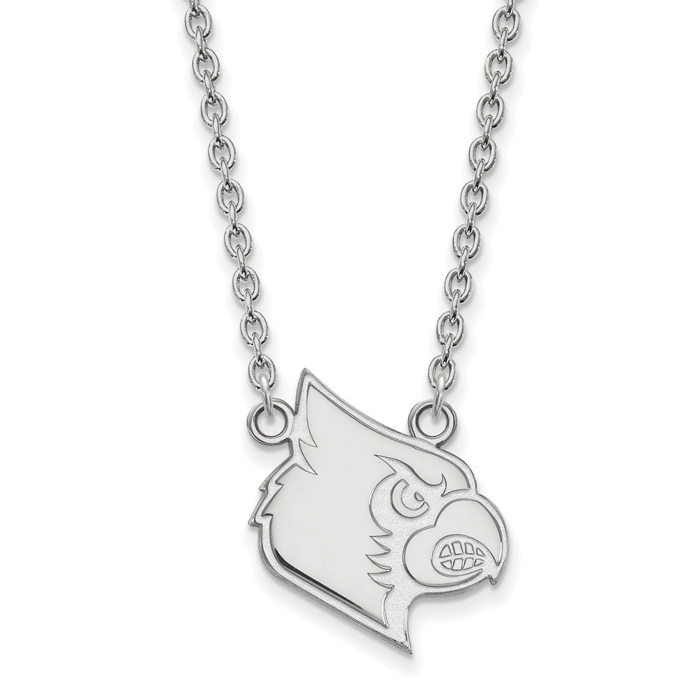10k White Gold U of Louisville Large Pendant Necklace, Item N11780 by The Black Bow Jewelry Co.