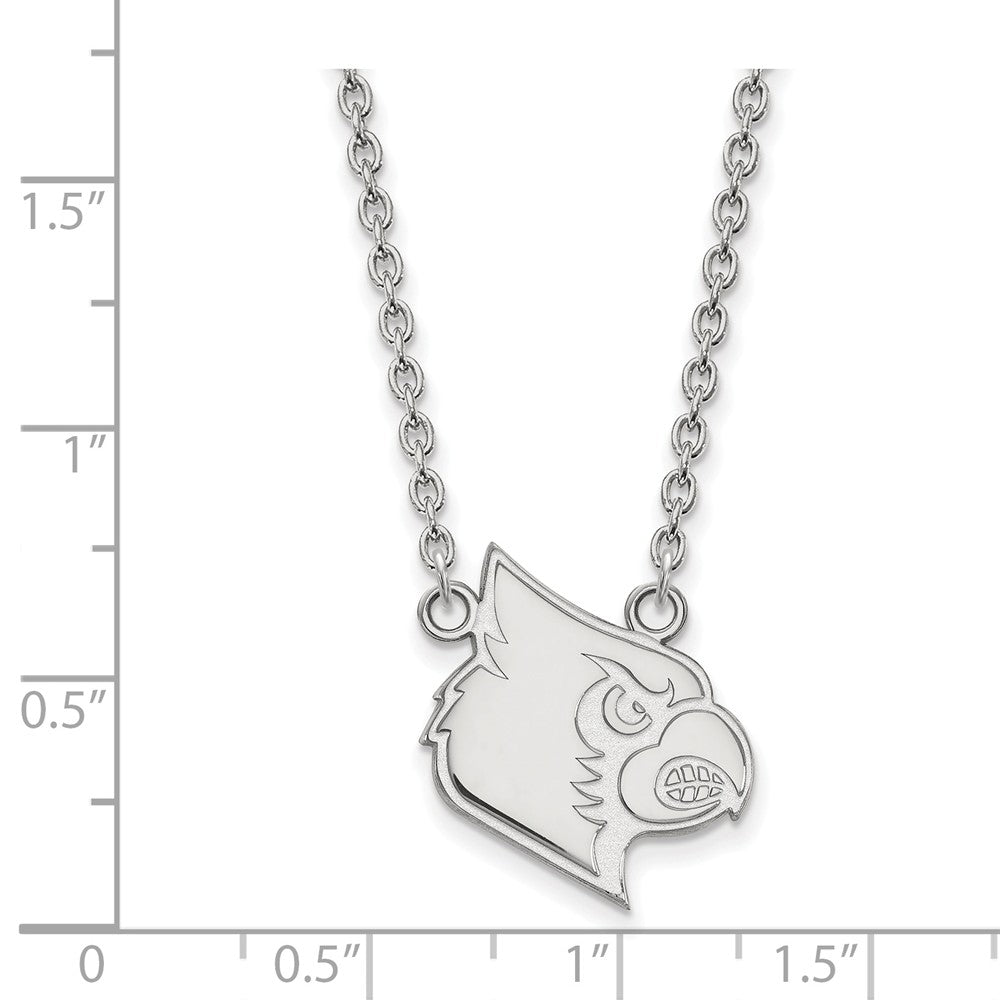 Alternate view of the 10k White Gold U of Louisville Large Pendant Necklace by The Black Bow Jewelry Co.