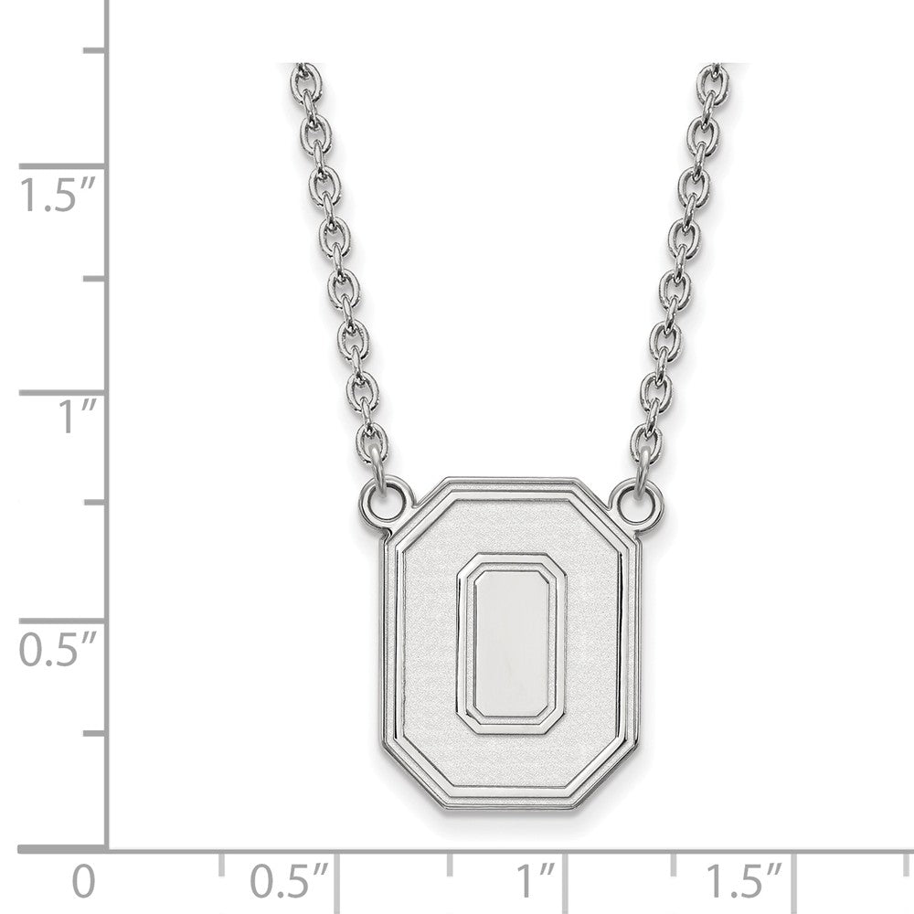 Alternate view of the 10k White Gold Ohio State Large Pendant Necklace by The Black Bow Jewelry Co.