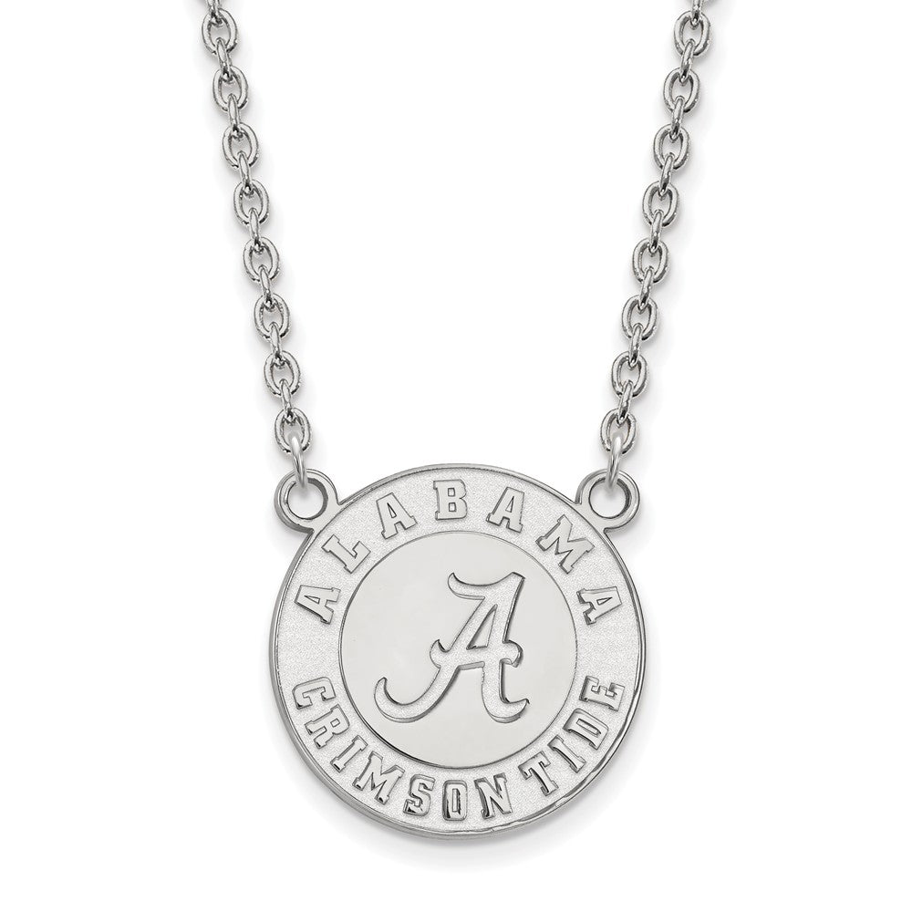 10k White Gold U of Alabama Large Disc Pendant Necklace, Item N11787 by The Black Bow Jewelry Co.